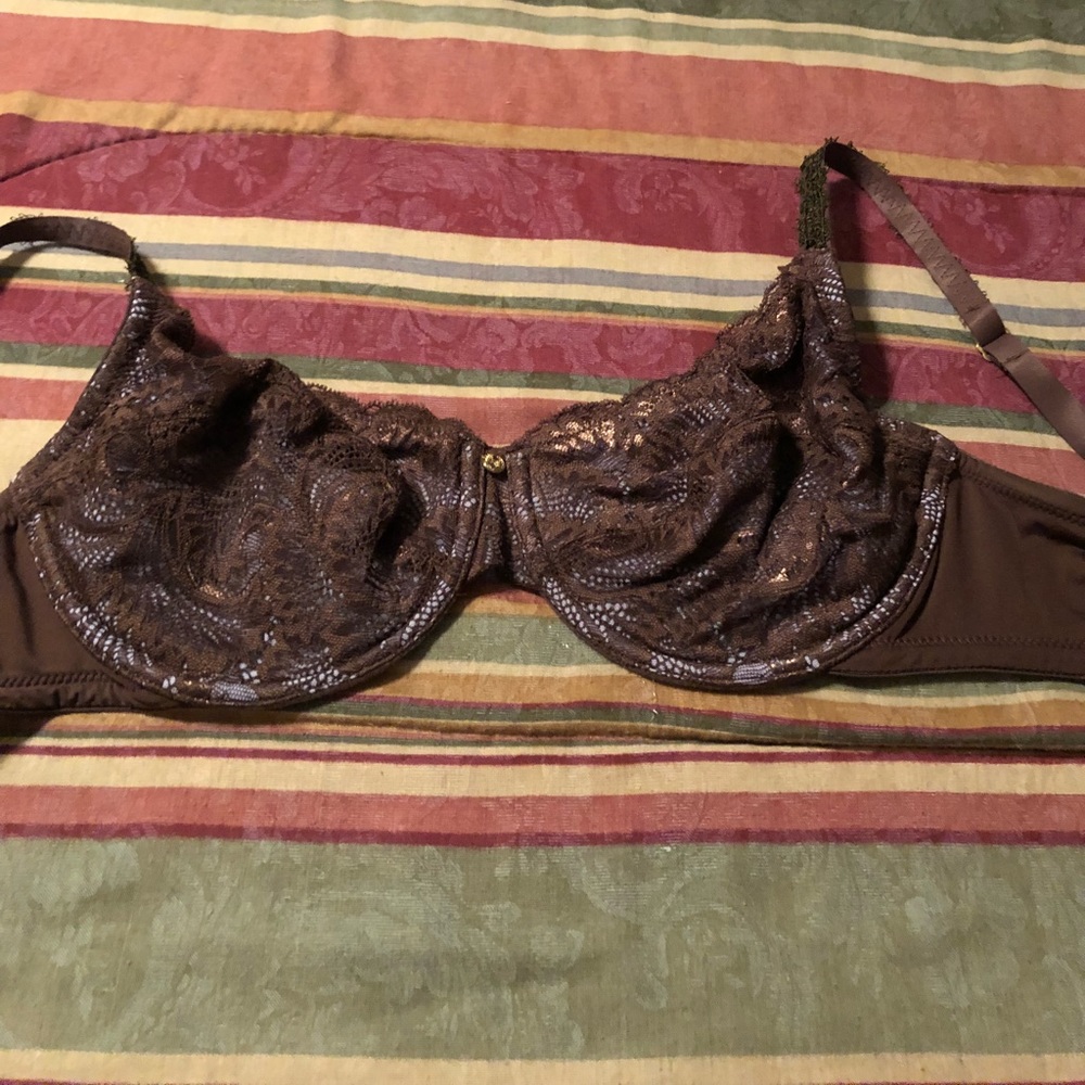 Natori brown and lilac lightly lined bra 32F